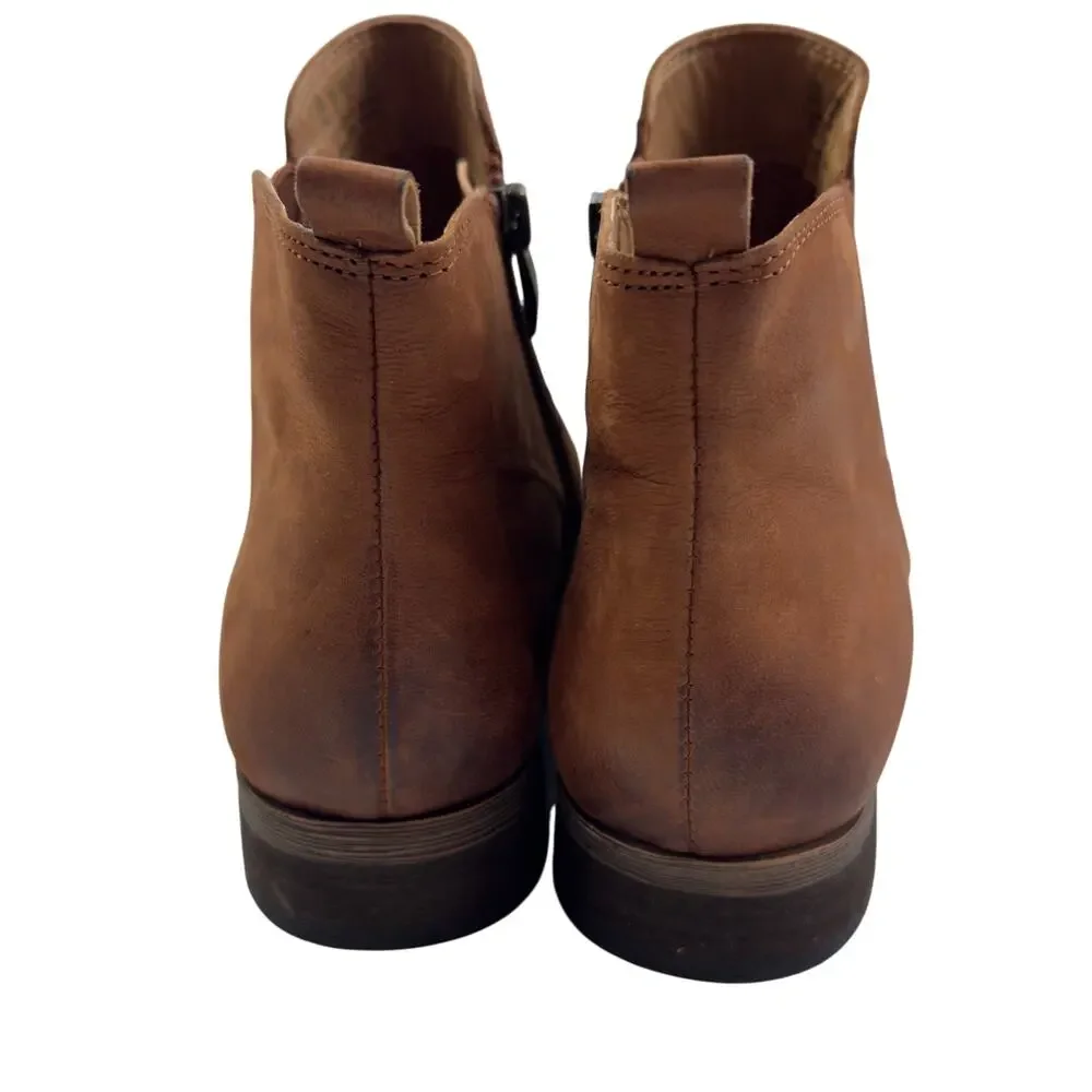 Franco Sarto Caramel Leather Zipper Classic Timeless Booties Women's Size 8